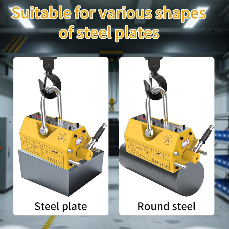 JUSTHERE 440 lb/200kg Magnetic Lifter, Permanent Magnetic Lifter with Release, for Lifting Plate Steel, Board, Used in Shop Crane, Hoist, Board - Image 3